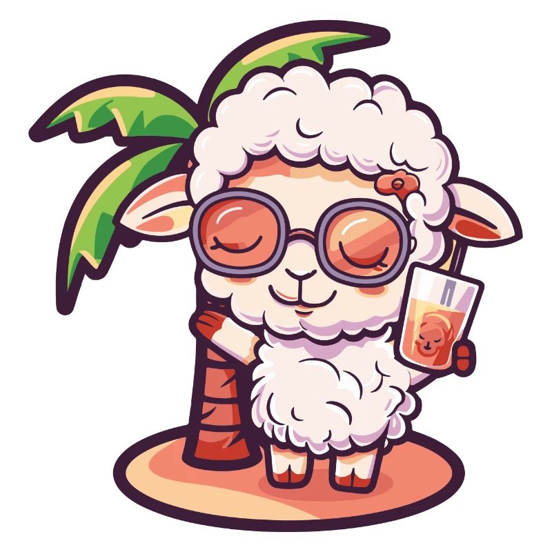 Sheep Summer Beach Comic