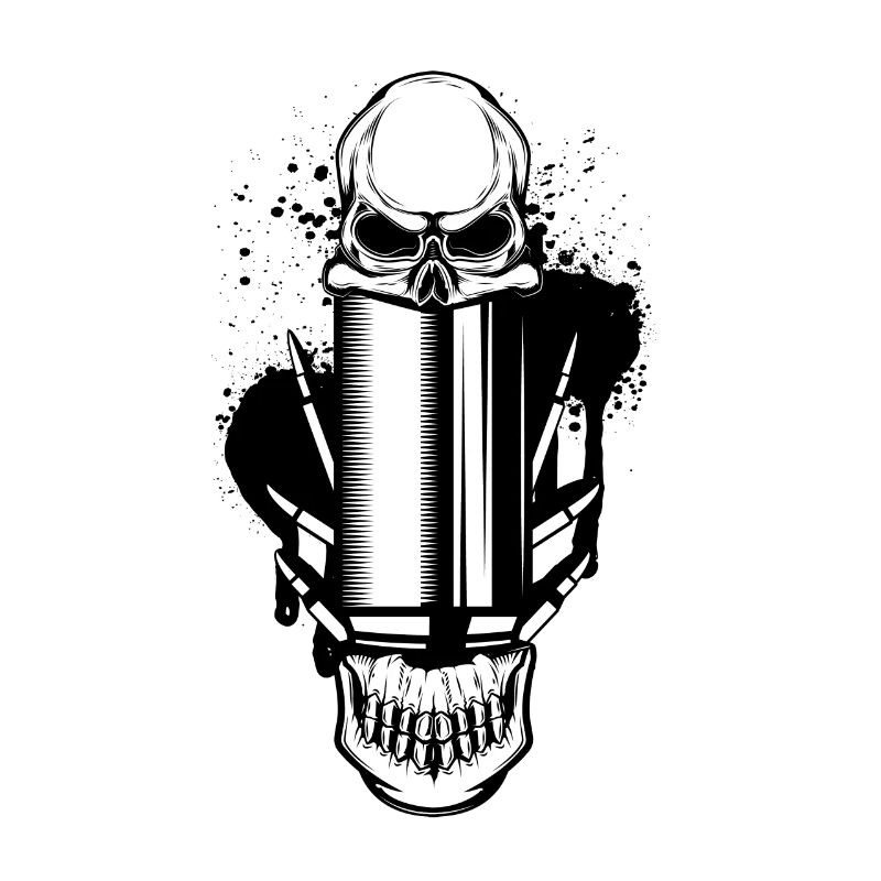 Bullets and Skull Roses Aesthetic Dripping Pattern