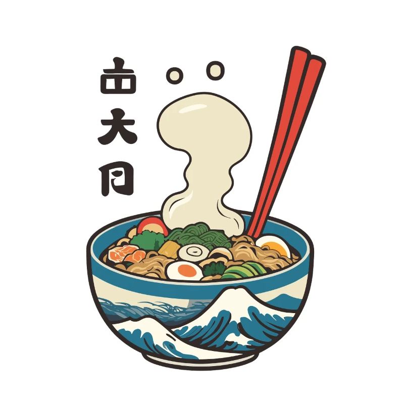 Japanisches Ramen Ukiyo-E Retro Ästhetik Design