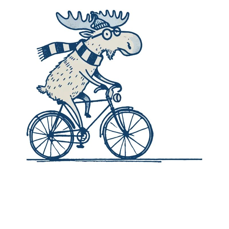 conception de dessin animé de vélo d’orignal avec humour dans le rétro