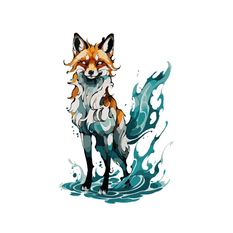 Fuchs steht in ruhigen Gewässern