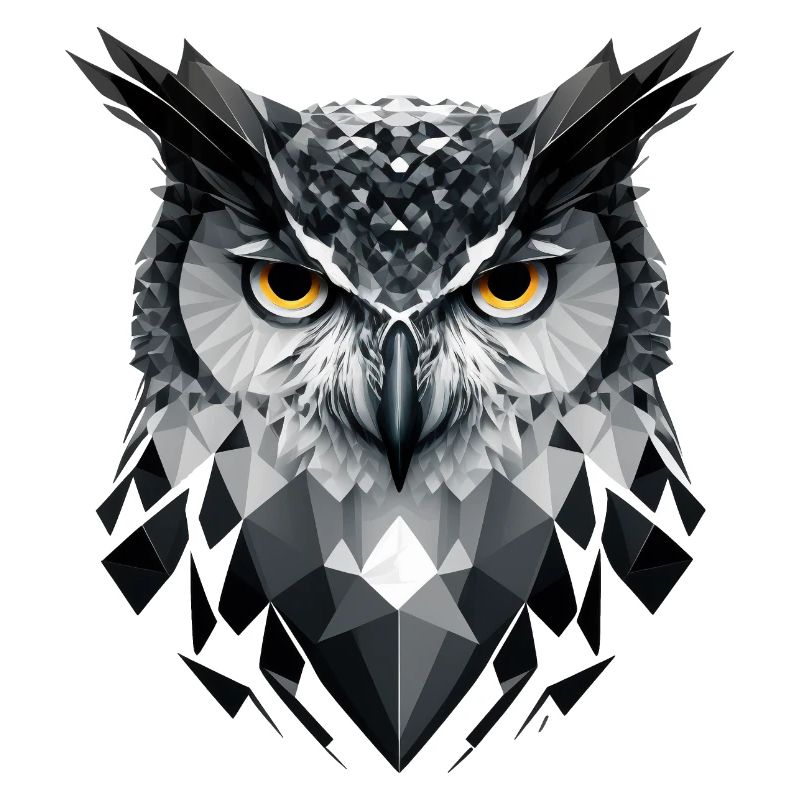 Polygon-Eule in Schwarz-Weiß – Vogelkunst