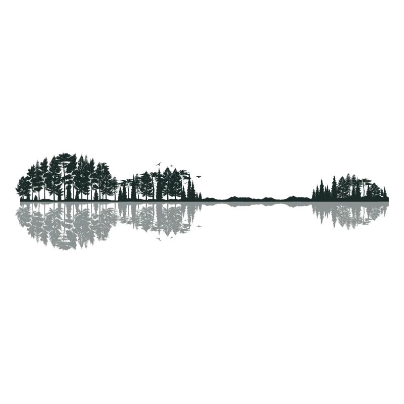 Guitar Forest Trees Nature Lake Reflection