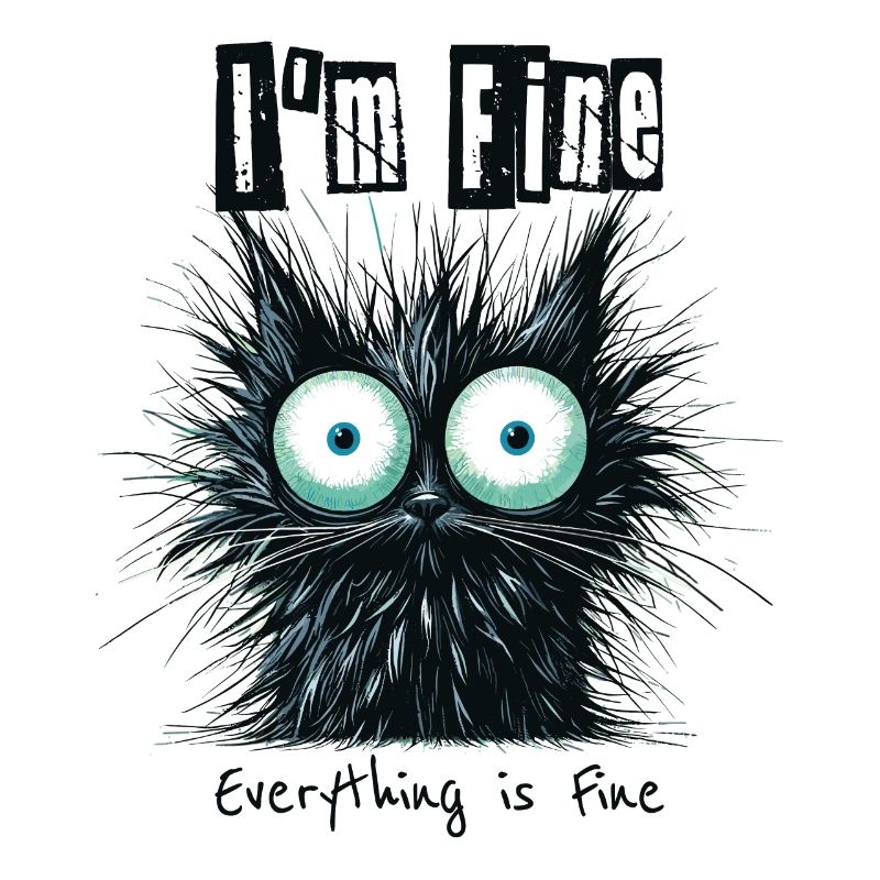 Zerzauste Katze I'm Fine Everything is Fine