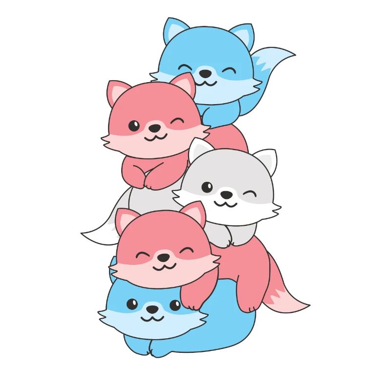 Transgender Flag Pride LGBTQ Cute Fox Stack