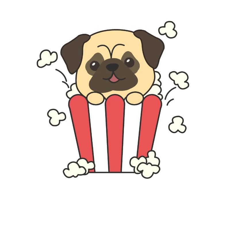 Pug Popcorn Time animaux drôles dans la restauration rapide