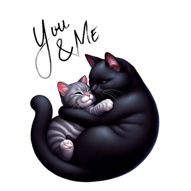 Du und ich schwarze und graue Katze graue Version