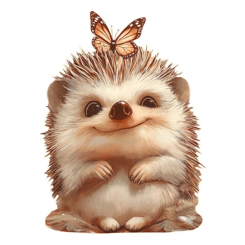 Hérisson avec papillon