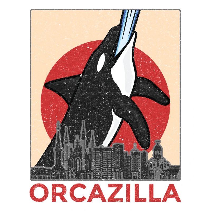 Orcazilla Killerwal Orca Parodie Geschenk