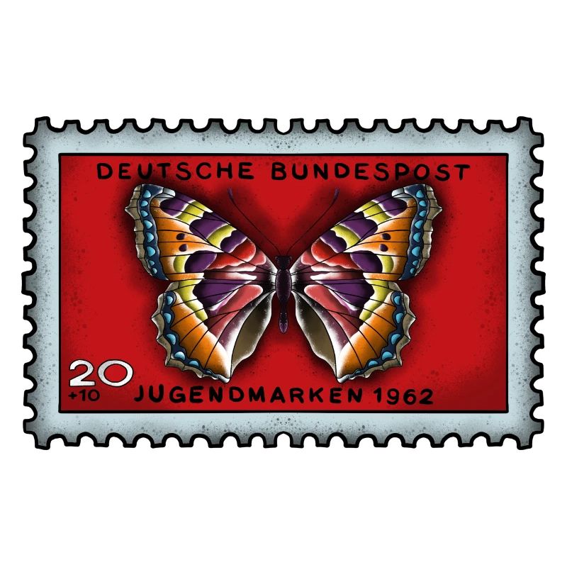 Timbre-poste papillon coloré