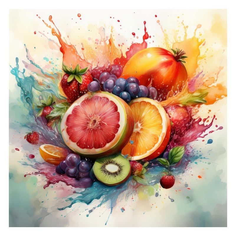 Vibrant Fruit Explosion Art