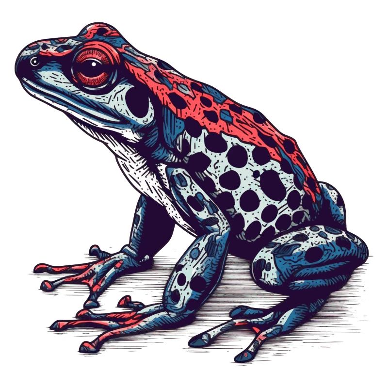 Pfeilgiftfrosch Amphibie in toller retro Optik