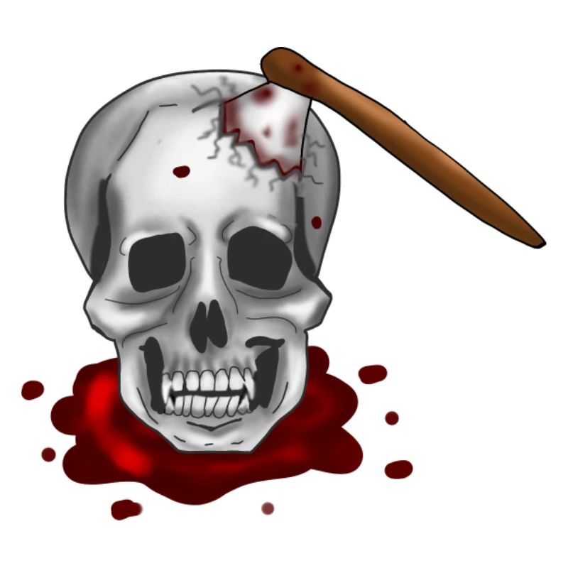 Tête de mort avec hache