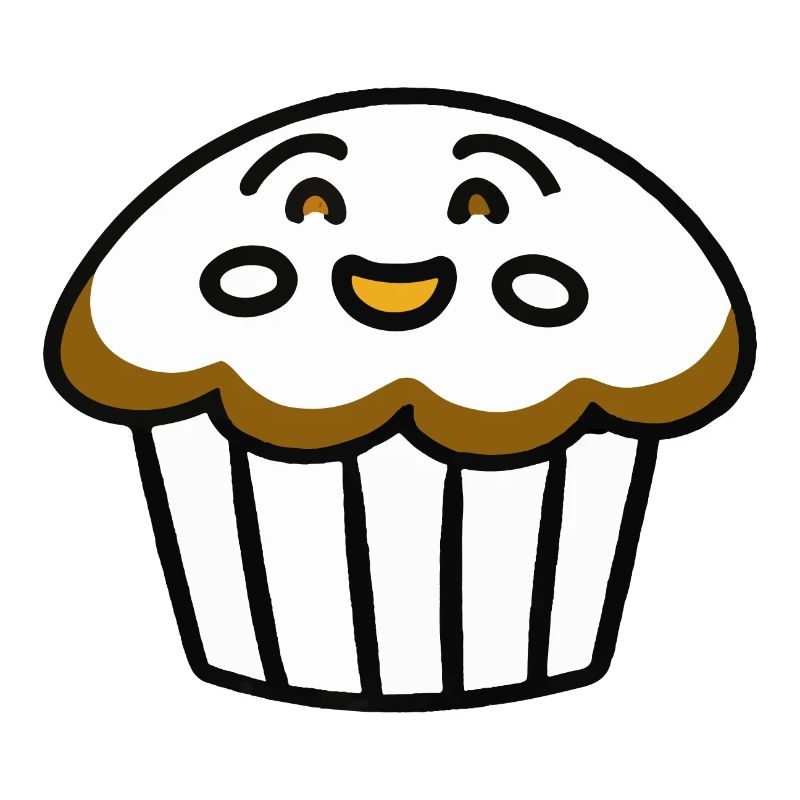 Cute Muffin with Face Vector