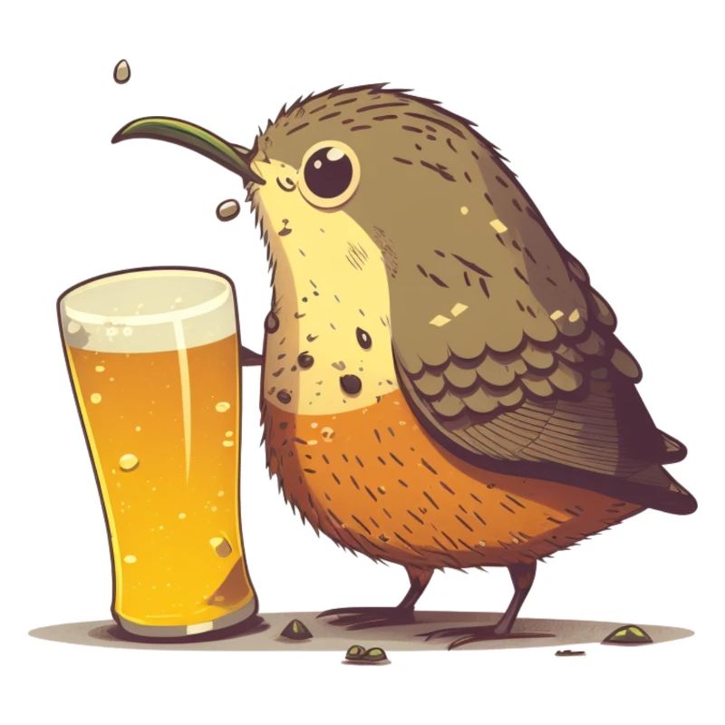süßer Vogel mit Bier