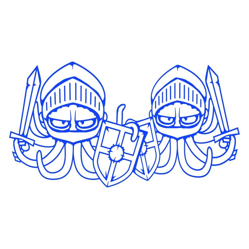2 Octopus Knight Team Medieval Shield Sword