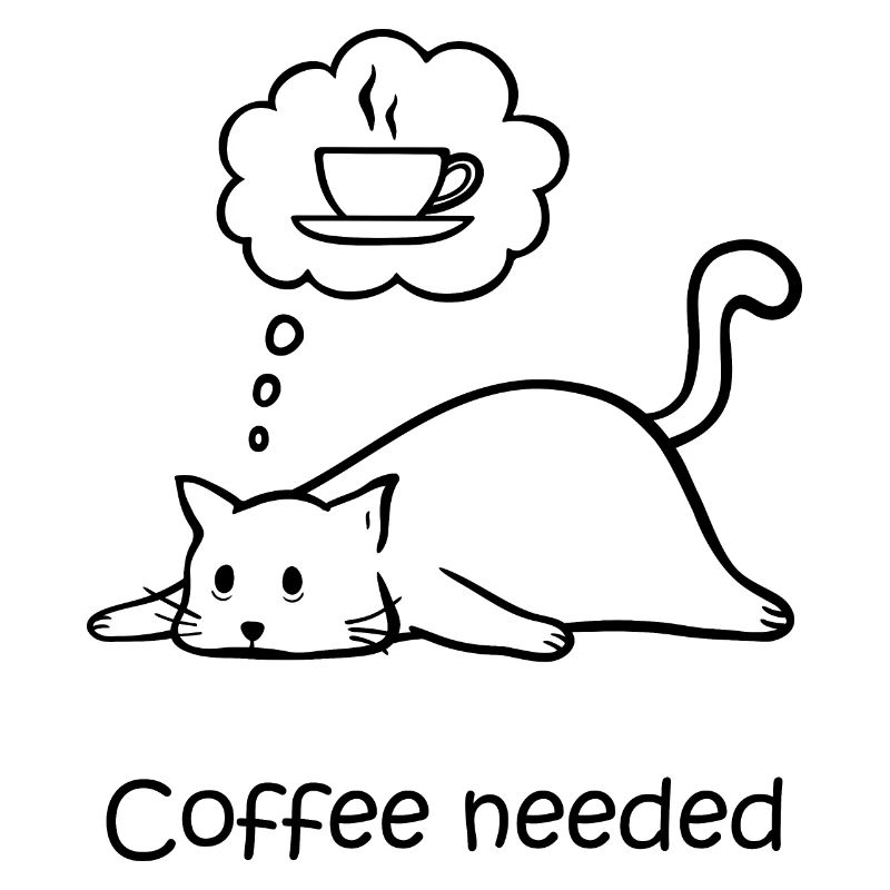 lustige müde Katze will Kaffee, Kaffeetrinker müde