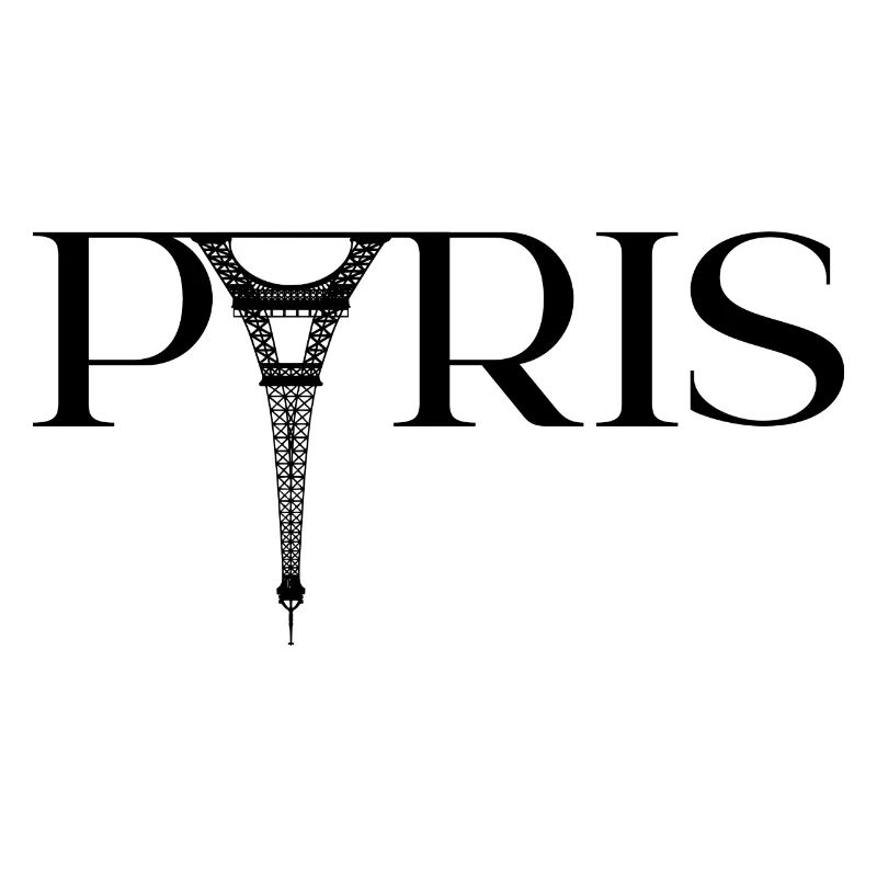 Paris with Eiffel Tower turned over - black font