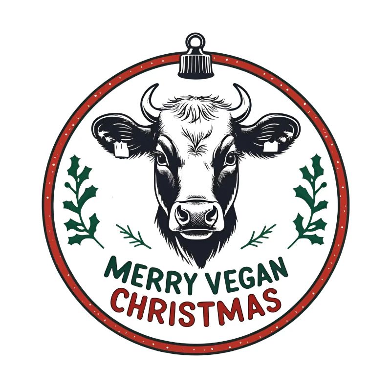 Vache dans la boule de Noël – Joyeux Noël végétalien