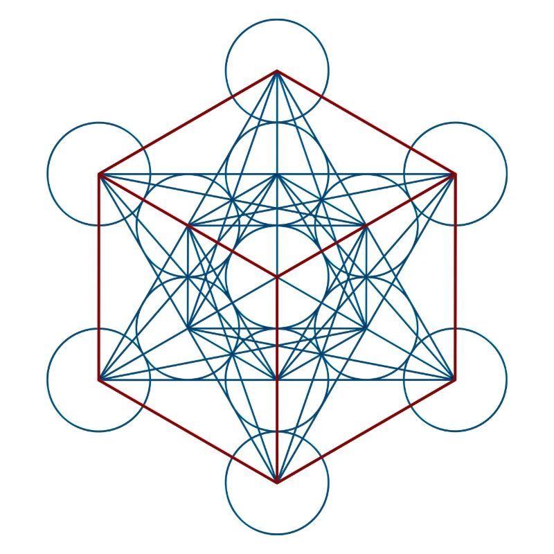 Le cube de Metatron - rouge bleu