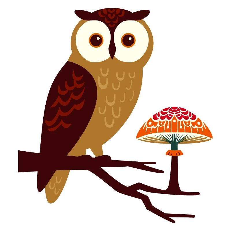 Eule und Pilz