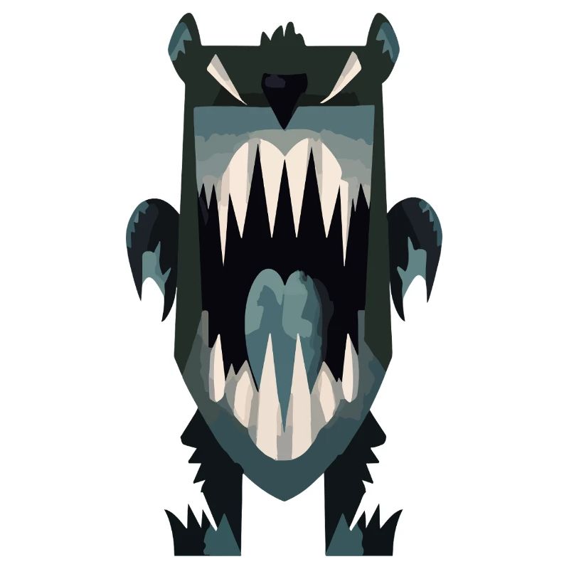 Angry Cartoon Bear with Sharp Teeth – Beast Art