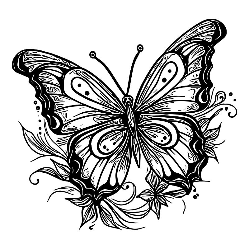 Style Tatouage de fleur Papillon