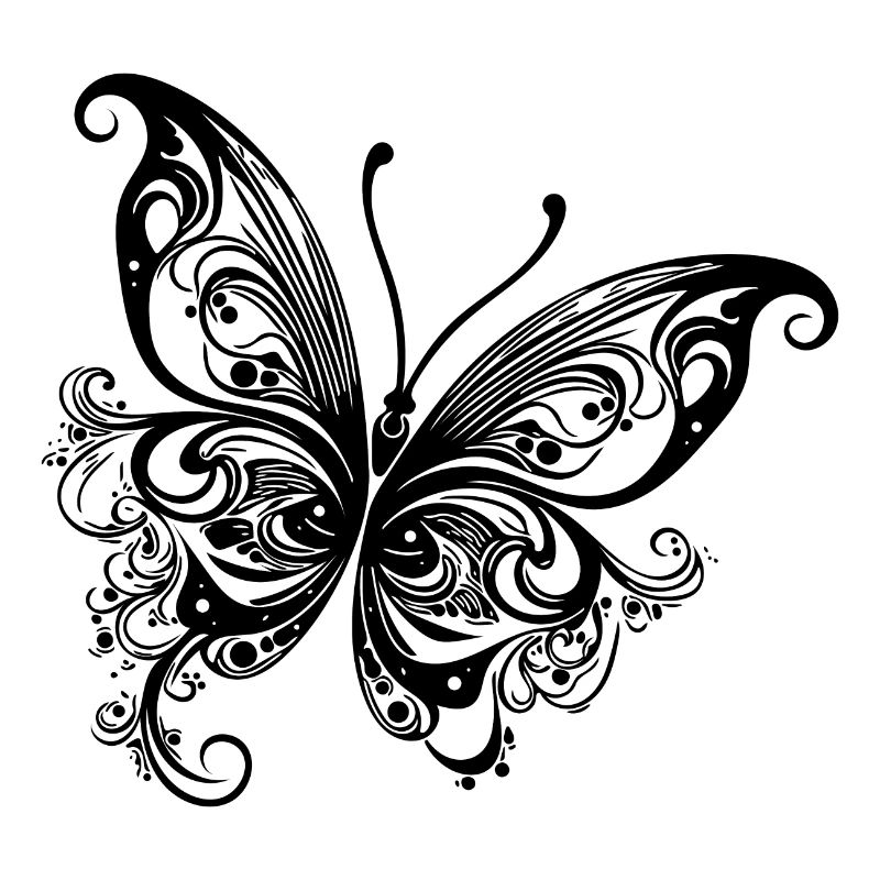 Dessin papillon de style lignes et points