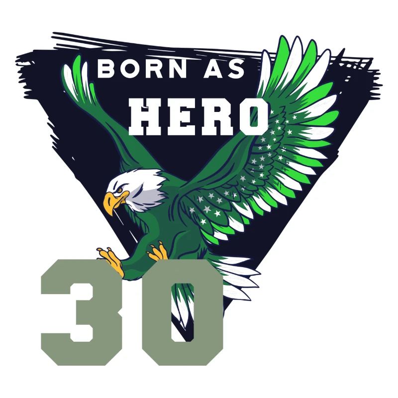 Aigle avec texte né en héros - 30e anniversaire