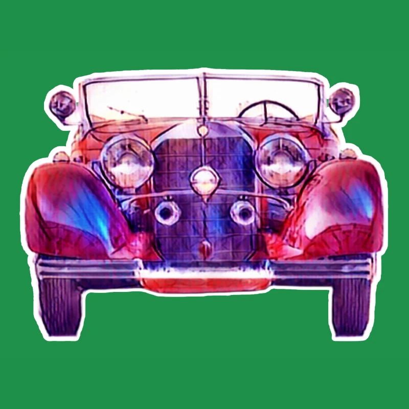 Rot-Blauer Klassischer Oldtimer