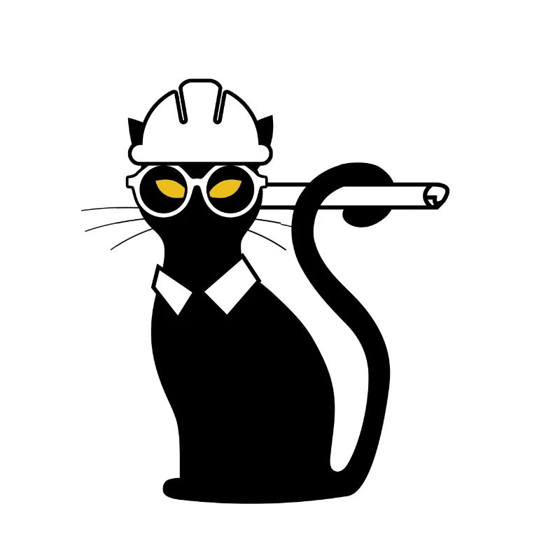 Ingenieur Katze Bauhelm Bauplan Geschenkidee Shirt