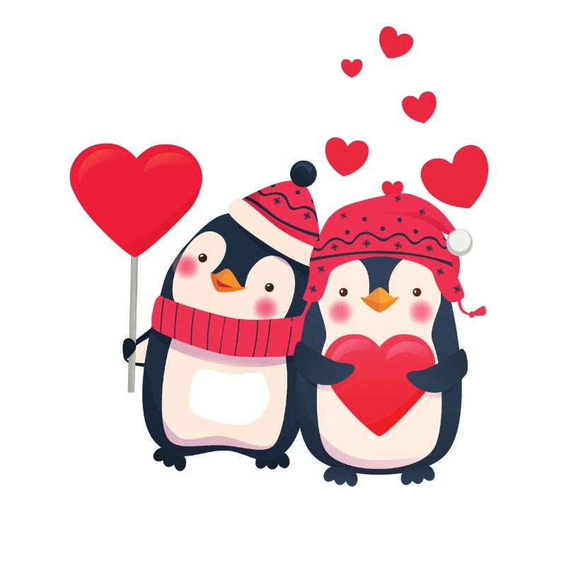 Süsses Pinguin Paar mit Herzen