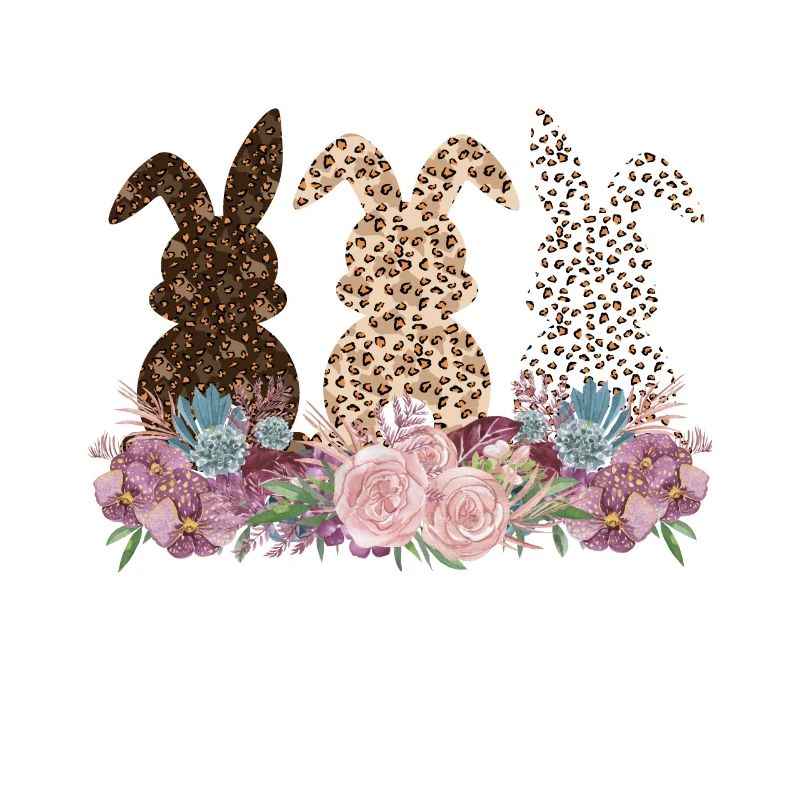 Drôle de lapin de Pâques avec léopard fleurs de Pâques
