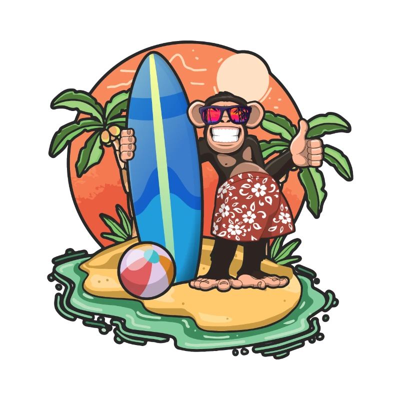 Drôle de singe Surf Lovers Cool Planche de surf Surf