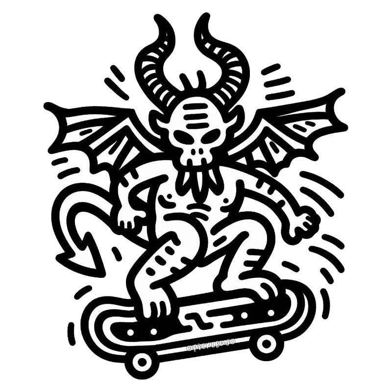 Devil Skateboard Doodle