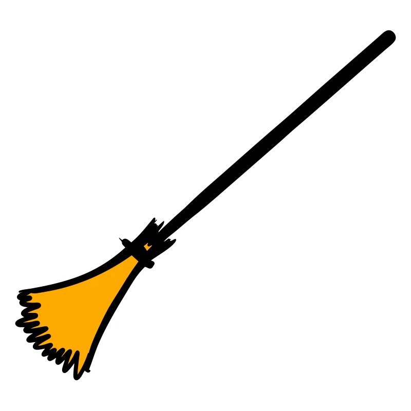 Broom, hand-drawn: cleaning lady, garbage man.