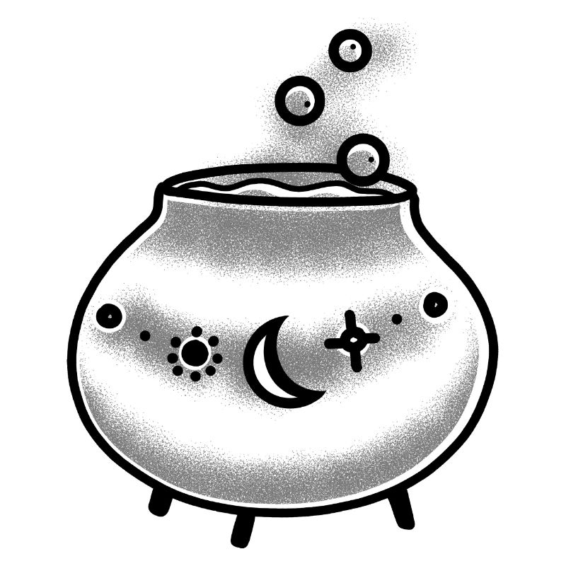 Magic witchy Cauldron with bubbles