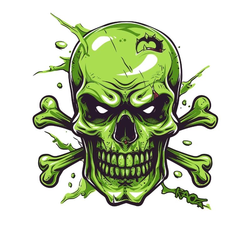 Angry Green Skull