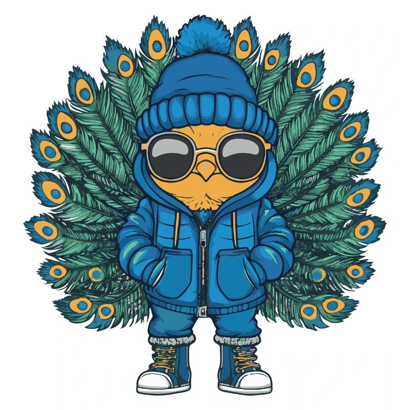 Peacock Bird Winter Comic
