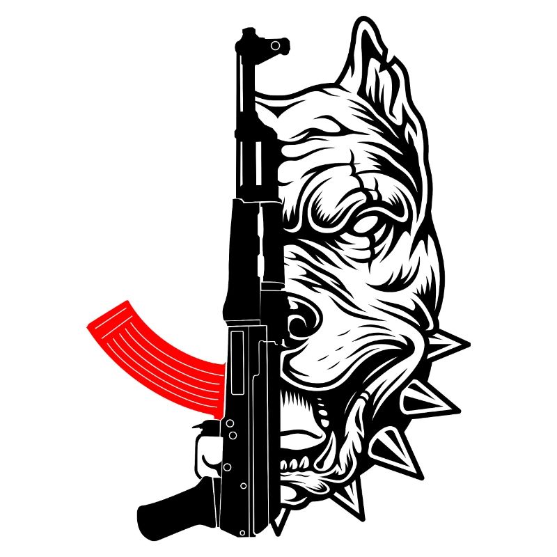 Pitbull mit AK47