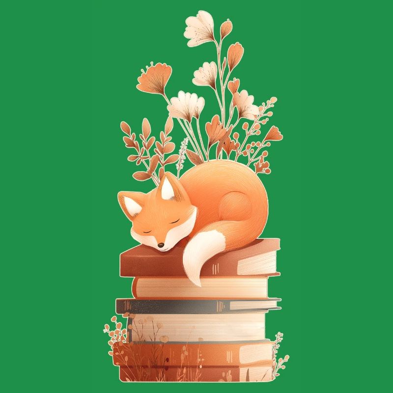 Fox on stack of books