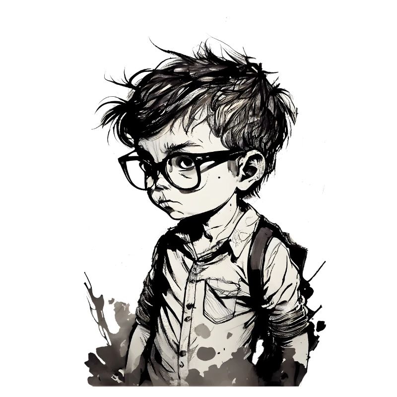 Junge mit Brille in der Schule one.