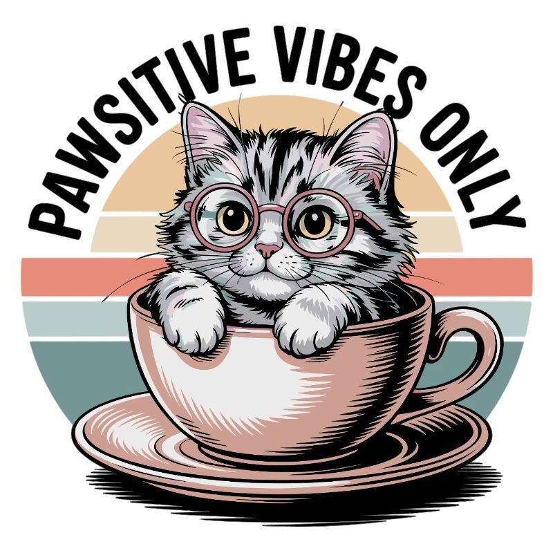 Pawsitive Vibes Only – Cat in a Cup