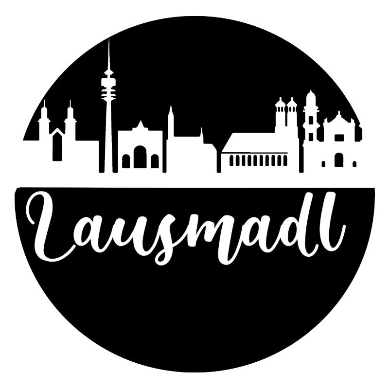 München skyline ,scherenschnitt,bayrisches madl