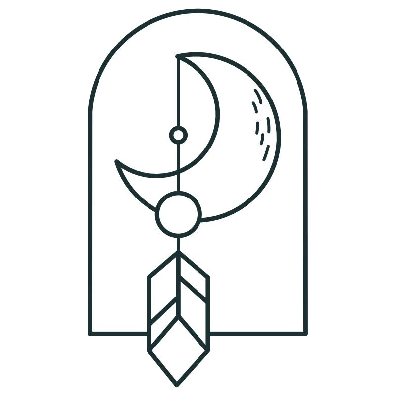 BOHO-Mond und Fallfeder auf einem Bogen