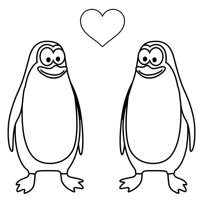 Pinguin Comic Paar Liebe