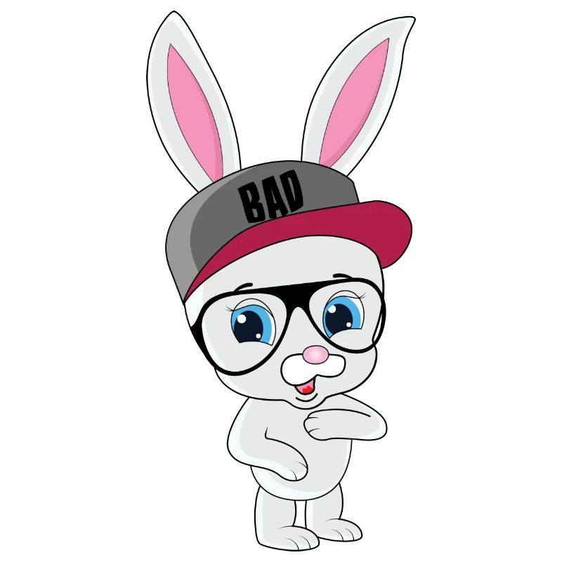 Cool bunny rabbit with cap and glasses