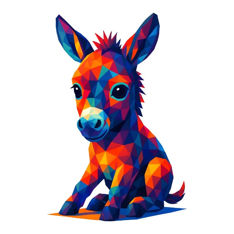 WPAP Polygon Kawaii Style Bébé âne âne âne