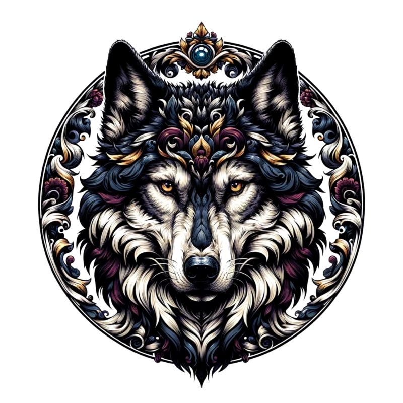 majestic wolf with frame