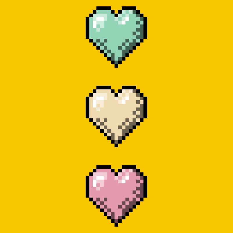 Retro Pixel Art Hearts Stack